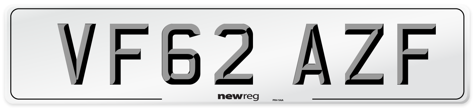 VF62 AZF Number Plate from New Reg